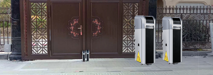 How does the remote control system of a dual gate opener function?